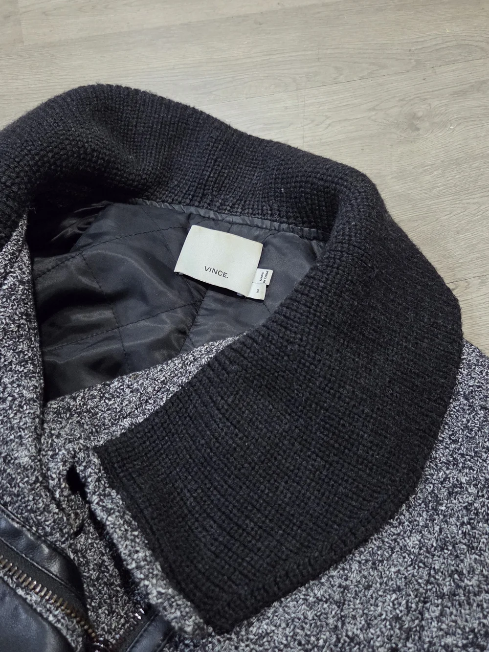 Vince Gray Coat with Black Contrast Collar